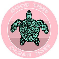 Pink Turtle Good Vibes & Ocean Tides – Car Truck Window Bumper Sticker Decal