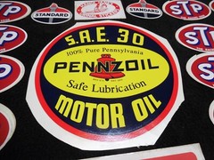 Vtg NOS Decal Stickers STP PENZOIL MARATHON SINCLAIR STANDARD OIL Gas Use On Can