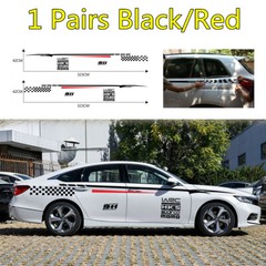 2X Waterproof Vinyl Graphics Decals Car Door Body Side Stickers Kit Black/Red