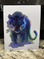 BLUE TIGER Multicolor LED Holographic Rainbow Metallic 3” Vinyl Decal Sticker