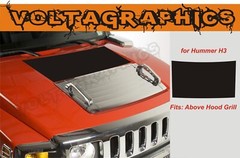 Solid vinyl hood blackout decal insert compatible with Hummer H3