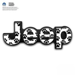 Jeep Emblem Overlay Decals – Dog Paws Black on White