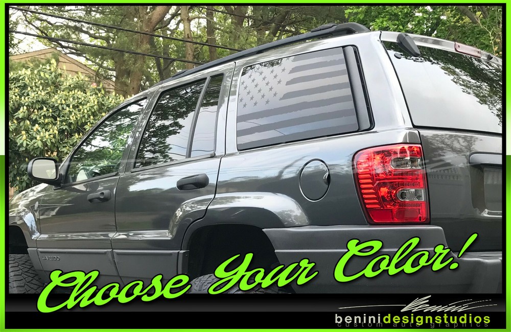 AMERICAN FLAG Rear Side window vinyl decals – FITS 1999-2004 Jeep Grand Cherokee