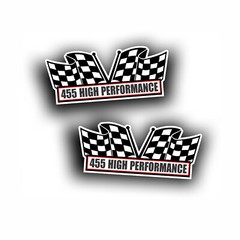 455 HIGH PERFORMANCE AIR CLEANER engine DECAL for classic or muscle car 2X