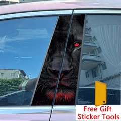 2pcs Gold Lion Family Car Center Pillar Sticker B-Pillar Protective Film Decals