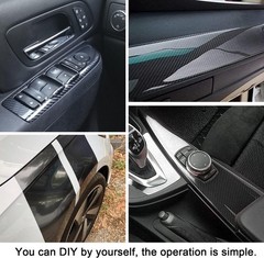 Carbon Fiber Vinyl Wrap 6D Gloss Black, Self Adhesive Car Wrap Film with Air …