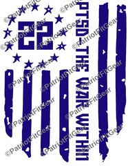 Veteran 22 Flag,PTSD The War Within,22 A Day,Support Our Troops,Vinyl Decal
