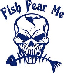 Fish Fear Me Fishing Skull Skeleton Car Boat Truck Window Vinyl Decal Sticker