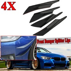 4pcs Glossy Black Car Bumper Fin Canard Diffuser Splitter Valence Spoiler Lip