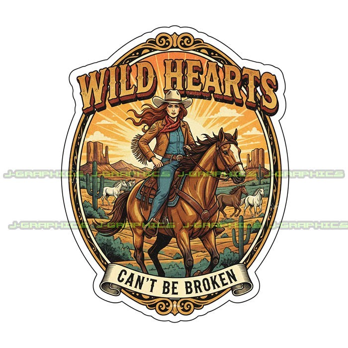 Cowgirl Vinyl Decal Sticker Rodeo Country Horse B