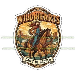 Cowgirl Vinyl Decal Sticker Rodeo Country Horse B