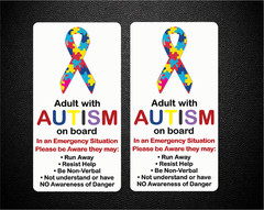 Autistic Adult on Board With Autism Awareness Stickers Pair (2) P425