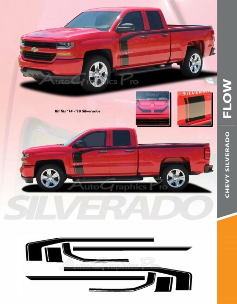 2014-2018 Chevy Silverado Flow Stripe Decals Stripes Kit 3M