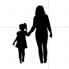 mum and daughter silhouette vinyl decal sticker