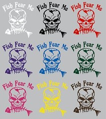 Fish Fear Me Fishing Skull Skeleton Car Boat Truck Window Vinyl Decal Sticker