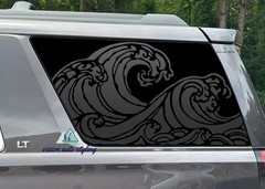Fits 2015-2020 GMC Yukon Quarter Window Sea Waves Decal Sticker Black