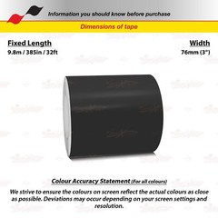 SATIN BLACK 3″ 76mm Roll PIN STRIPE Car Striping Line TAPE Decal Vinyl Sticker
