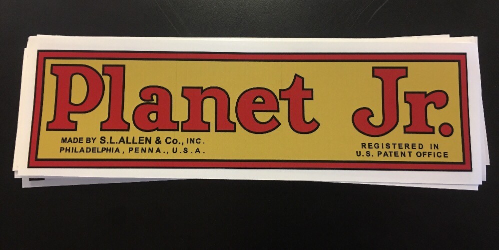 Planet Jr. Decal Walking Tractor BP1 Plow 10-1/4″ Antique Gold Red Black