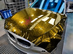 ESSMO PET Marble Forged Gloss Carbon Fiber Golden Yellow Car Vinyl Wrap Decal