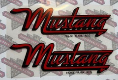 Mustang Motorcycle Decals Tank Black And Red Vintage Mini Bike Decals Set Of Two