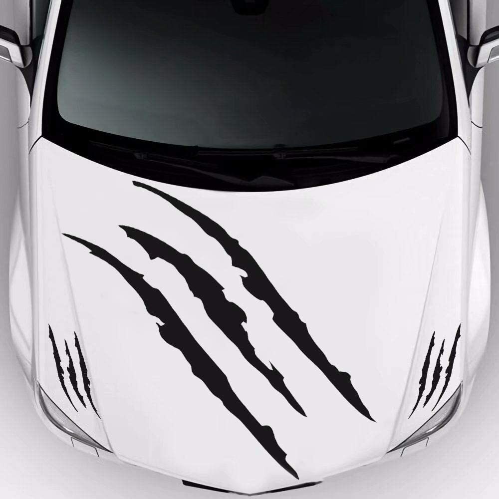 3pcs/set Black Monster Claw Scratch Stickers for Car Headlight Hood Side Fender