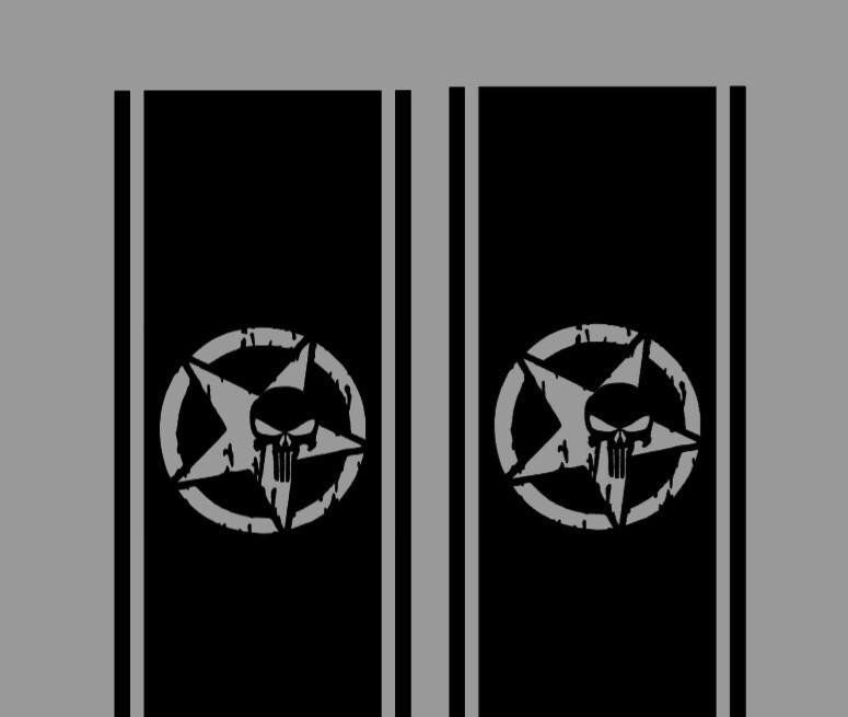 Punisher star bedside decals, 10″ x 46″, Set of 2, decal