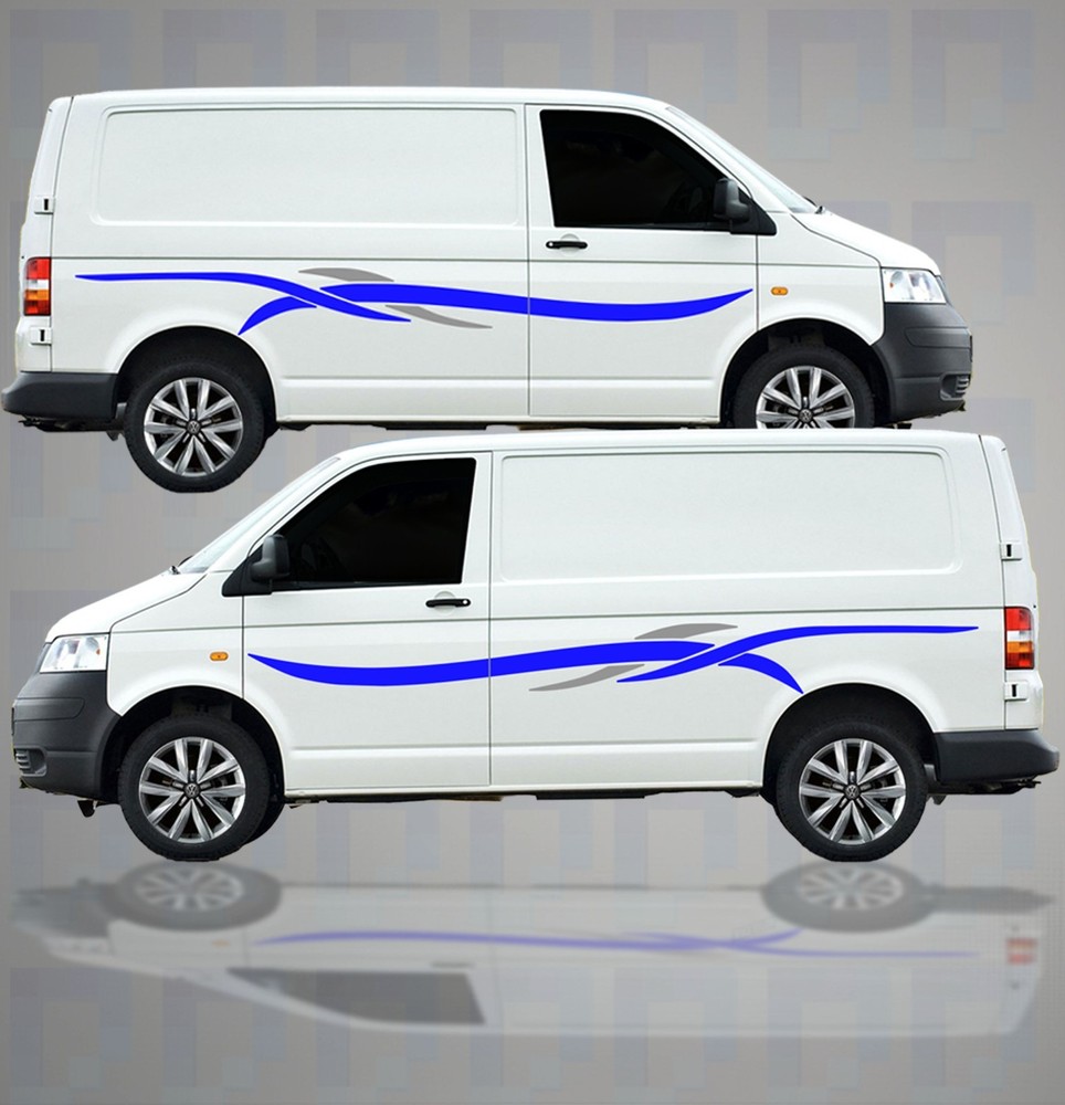 Campervan Waves Vinyl Graphic Kit – Universal Fit Side Decals for SWB Van