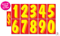 Advertising Numbers Window Stickers Vinyl Digits Car Price (7.5″ Red and Yellow)