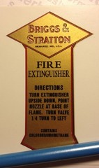 Briggs & Stratton engine decal for small Presto Fire Extinguisher Qty 1
