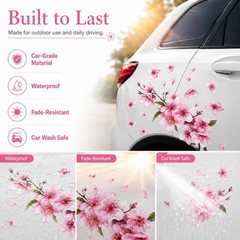 Cherry Blossom Vinyl Car Sticker – Elegant Pink Flower Bumper Decal, Waterproof