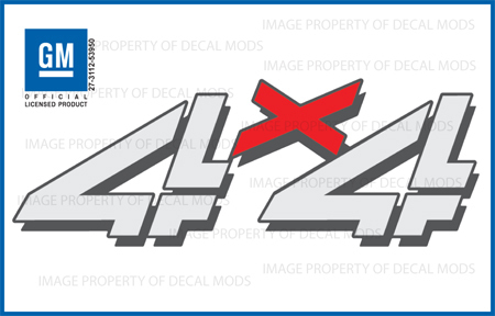 (2x) 99 – 06 Sierra Silverado 4×4 decals – F – truck bed side stickers gray red