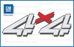 (2x) 99 – 06 Sierra Silverado 4×4 decals – F – truck bed side stickers gray red