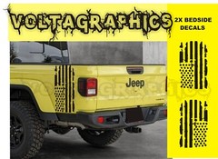 Vinyl Bedside decals for Jeep Gladiators 2019-2024 Distressed USA American flags