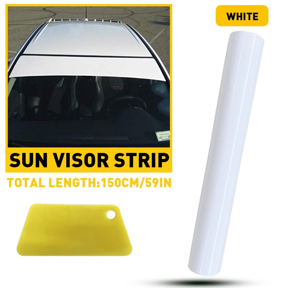 Anti-UV Windshield Decal Sun Strip Visor Tint Front Film White Window Trim Cover