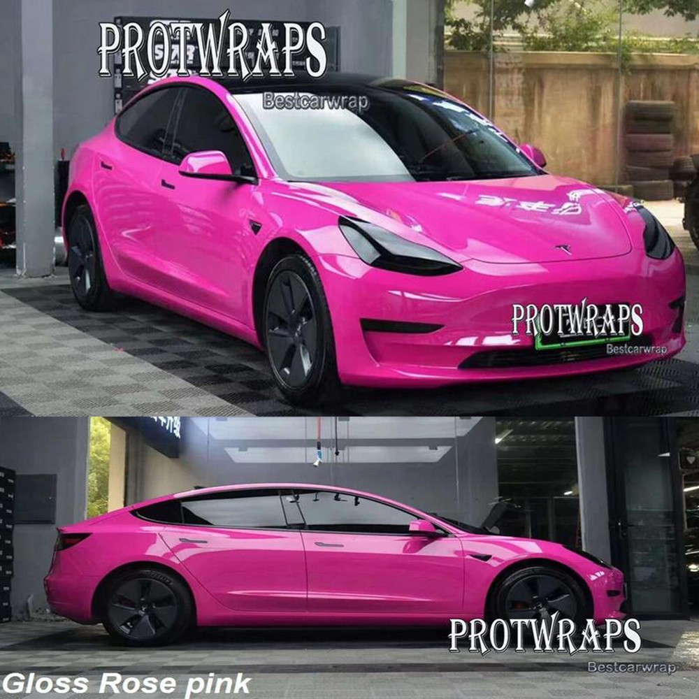 50FT x 5FT Premium Ultra Gloss Glossy Vinyl Full Car Wrap Film Sticker Rose Pink