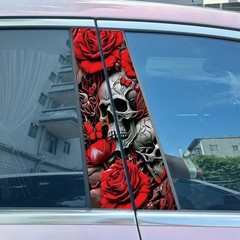 2pcs Gothic sketeton Halloween Car Door B Pillar Decals Center Column Sticker