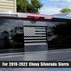 Fit 2019-23 Chevy Silverado Sierra Back Middle Window USA Flag Decal Sticker