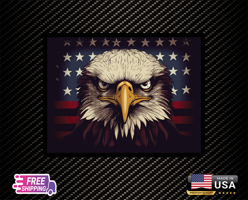 American Eagle Flag RECTANGLE ACTUSA WindowDecal Sticker 6Years Laminated FreeSt