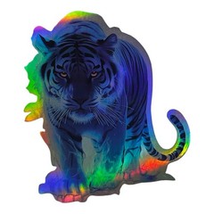 BLUE TIGER Multicolor LED Holographic Rainbow Metallic 3” Vinyl Decal Sticker