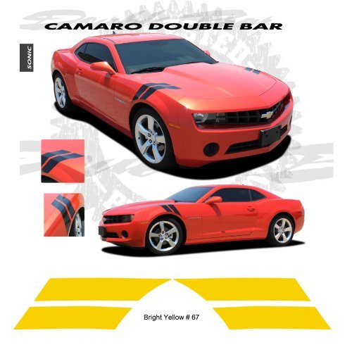 Chevrolet Camaro 2010-2013 Double Bar Stripes Graphic Kit – Bright Yellow