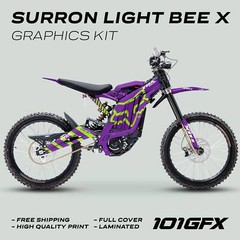 Surron Light Bee X Graphics Kit FOX RACE LINE Purple Green Decals Stickers