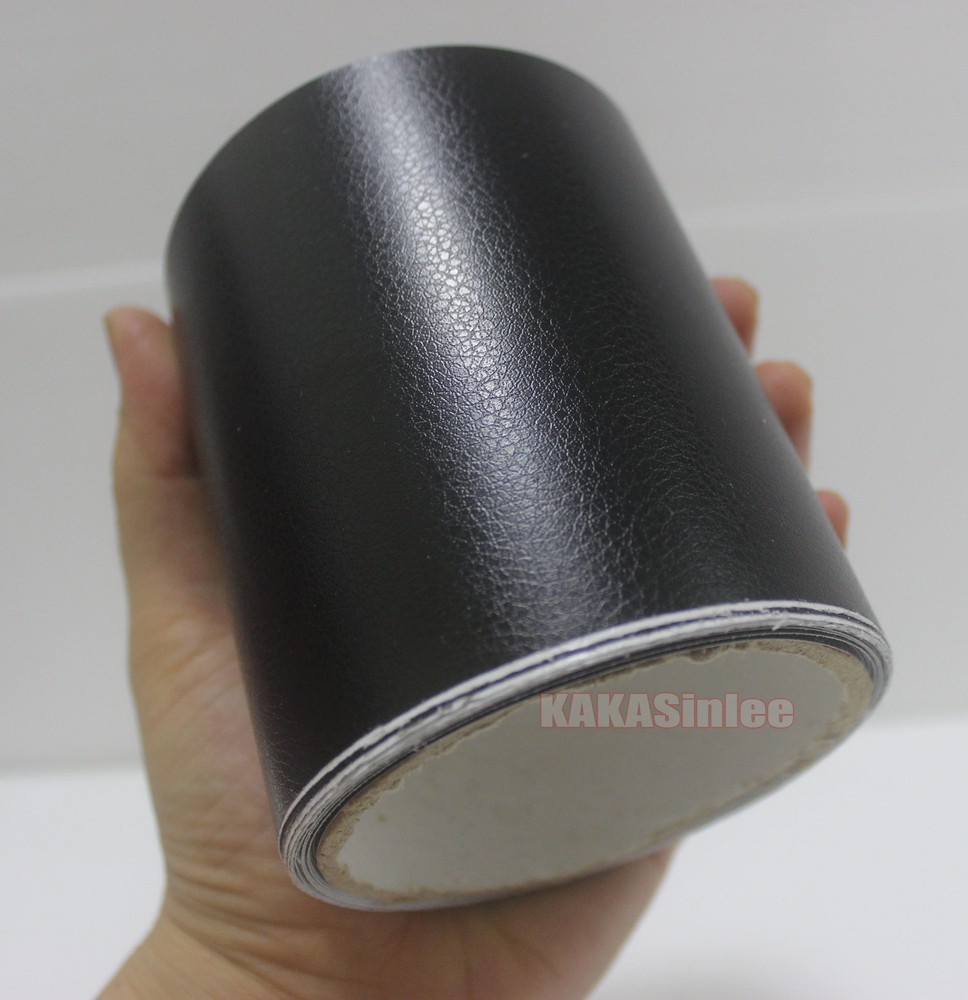 Decoration 4″ W Black Matte 3D Leather Grain Texture Vinyl Sticker Car Wrap AB