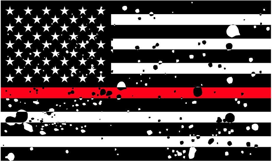 American RED Line GRUNGE Black White BW Flag Decal Firefighter Fire Sticker VAR