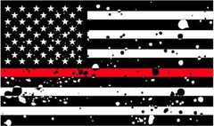 American RED Line GRUNGE Black White BW Flag Decal Firefighter Fire Sticker VAR