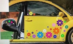 40 Vibrant Daisy Flower Car Stickers – Bright Rainbow Decals for Customization