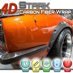 4D Premium Black Carbon Fiber Vinyl Wrap Roll Sticker Bubble Free Air Release