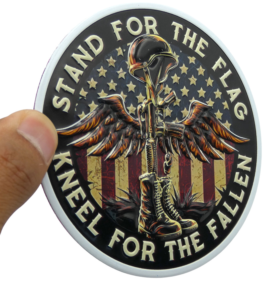 ALUMINUM Stand for the Flag Decal Sticker – Patriotic, Army, Veteran 3.5″