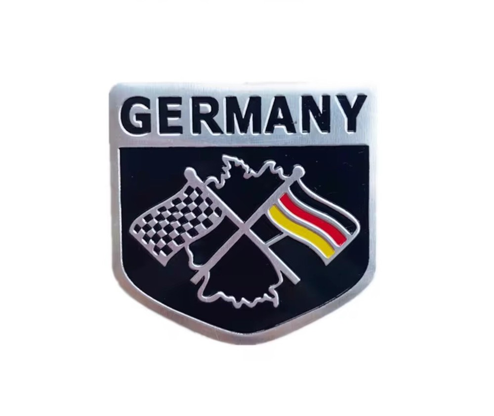 3D Aluminum German Racing Flag Car Emblem Sticker DE Germany Decal 2″x2″