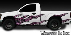 Truck Side Graphics Rocker Panel Ripped Metal Pink Camouflage Camo 01
