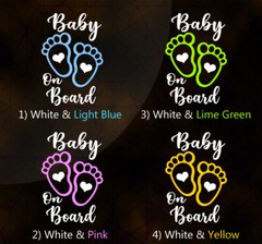 Baby on Board Cute Baby Feet w/Heart Die Cut 2 Colors Car Decal Sticker 7″(H) #3